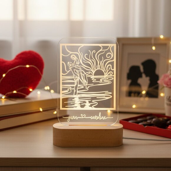 Custom Glowing Art Light | Romantic Couple Gift | Anniversary & Wedding Gift - Picture 8 of 8